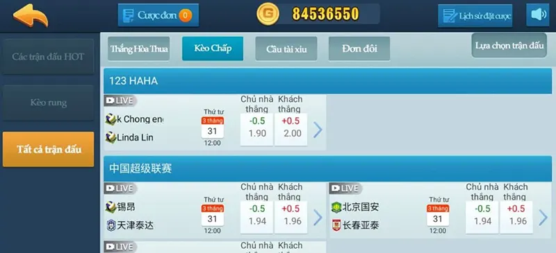 Giao diện trực quan về cược bóng đá