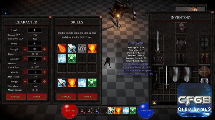 Hệ thống vũ khí đa dạng trong Anima ARPG – từ cận chiến, tầm xa đến vũ khí phép thuật và triệu hồi.