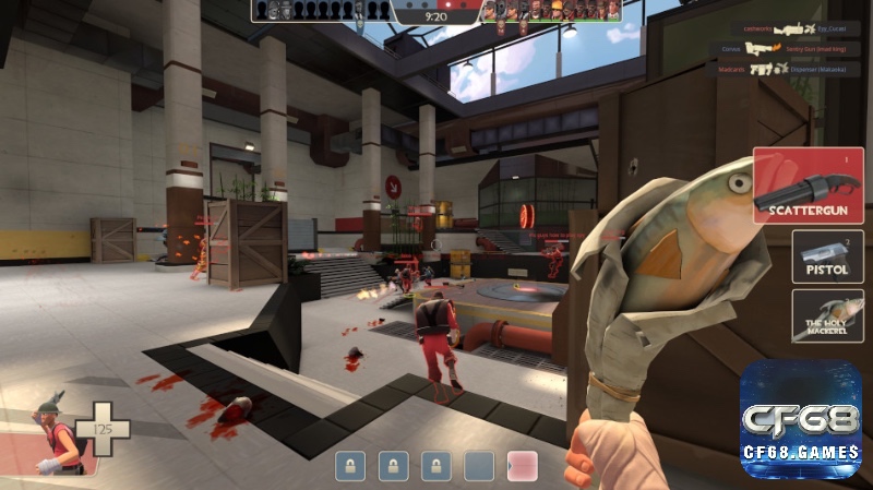 Team Fortress 2 với phong cách hoạt hình vui nhộn và lối chơi đa dạng dù cấu hình rất nhẹ.