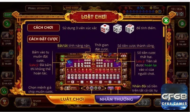 Mỗi ván game bài Sicbo 2025 bắt đầu với cược, xúc xắc được lắc và phần thưởng dành cho người dự đoán chính xác